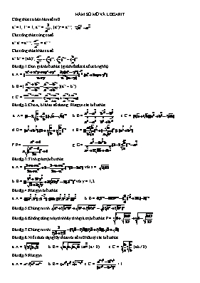 Toán học - Hàm số mũ và logarit